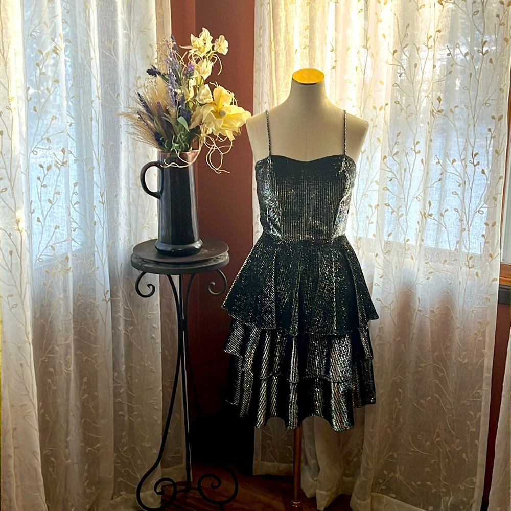 Vintage Rainbow Metallic Glittery Cocktail Dress